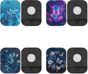 Rnyleeg Butterfly Ostomy Bag Covers for Women 4 Pack Reusable Colostomy Supplies for Home Work Travel Ostomy Bag Accessories for Ileostomy Stoma Care