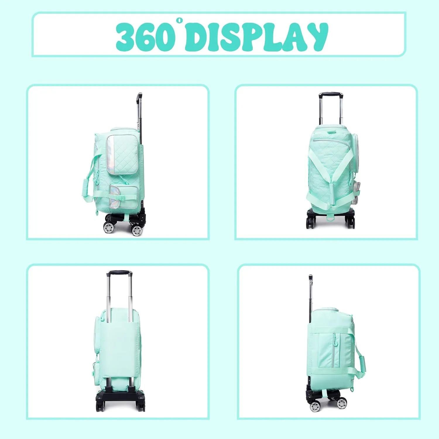 Rolling Duffle Bag with Wheels Women Travel Bag with Wheels Weekender Bags for Women with Makeup Bag Carry On Overnight Bag for Women with Toiletry Bag