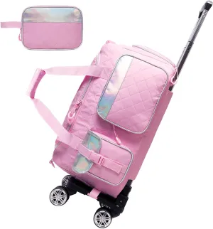 Rolling Duffle Bag with Wheels Women Travel Bag with Wheels Weekender Bags for Women with Toiletry Bag Carry On Luggage Overnight Bag for Women with Shoes Compartment