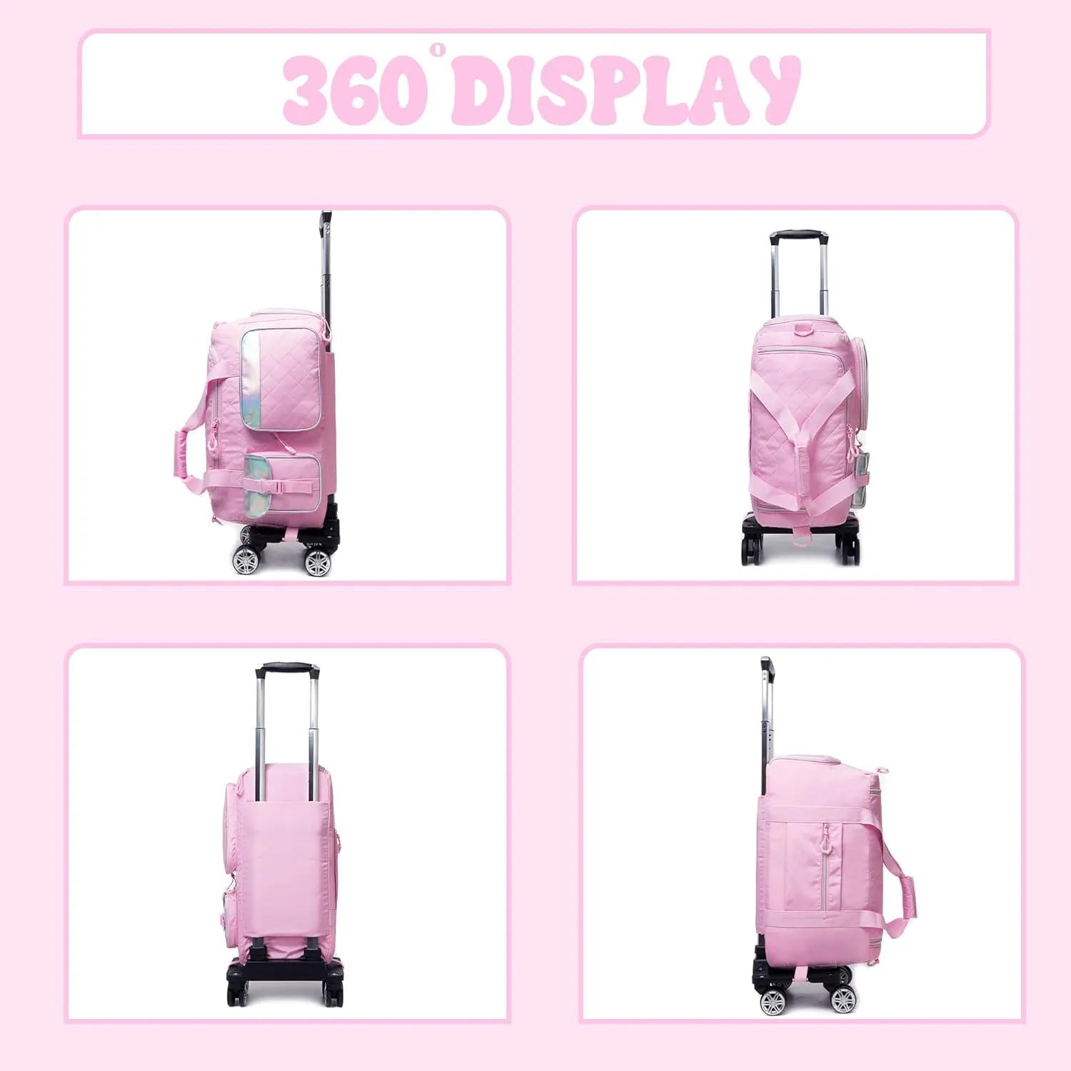 Rolling Duffle Bag with Wheels Women Travel Bag with Wheels Weekender Bags for Women with Toiletry Bag Carry On Luggage Overnight Bag for Women with Shoes Compartment