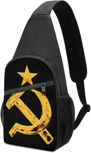 Russian Soviet Flag Hammer And Sickle Crossbody Bags for Women Men Sling Bag Bakpack Shoulder Bag Travel Hiking Daypack