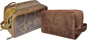 RUSTIC TOWN Quality Premium Leather Toiletry Bags Combo - The Best Masculine Travel Organizer Gift For Men Women