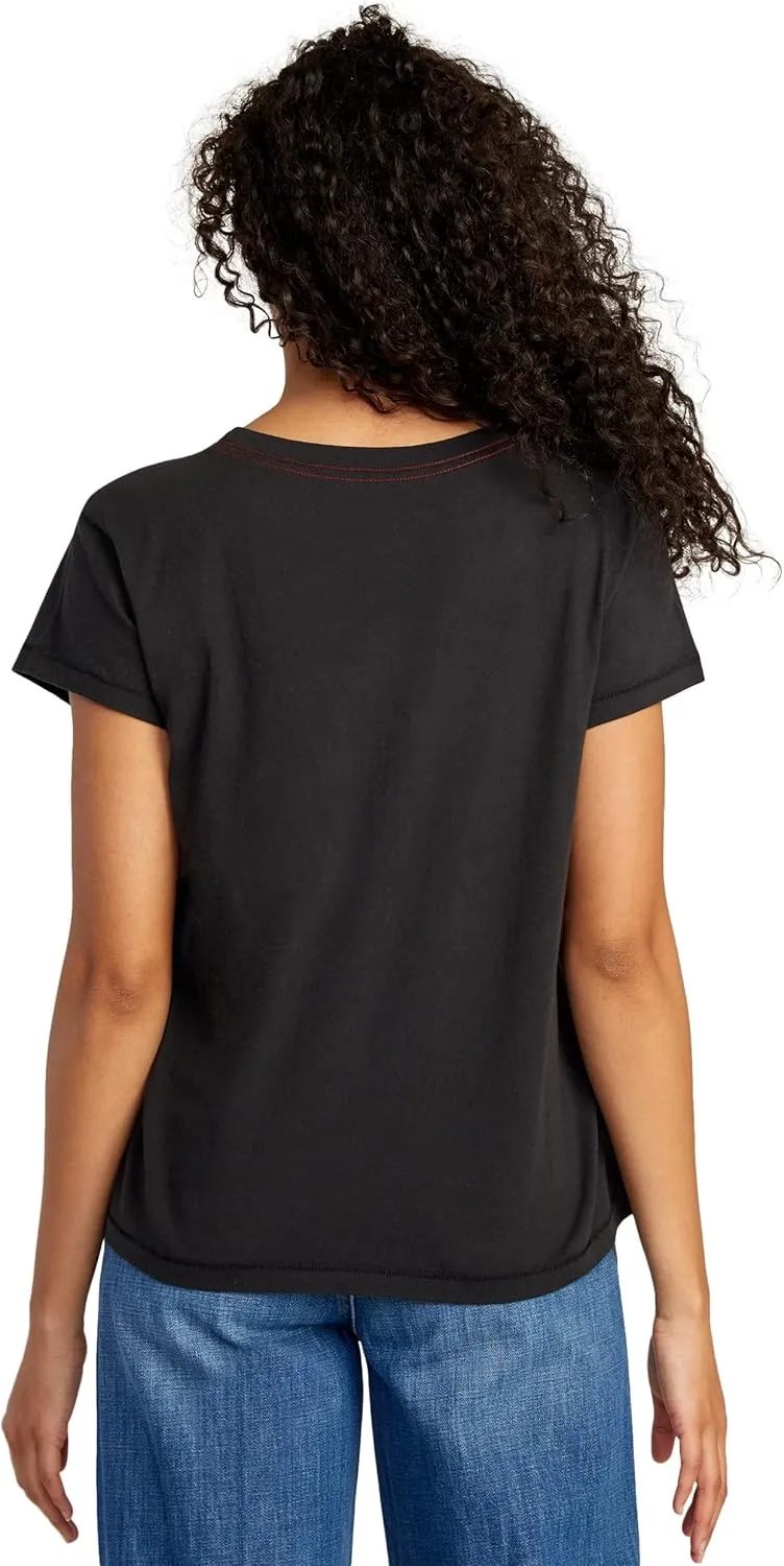 RVCA Women's Red Stitch Short Sleeve Graphic Tee Shirt