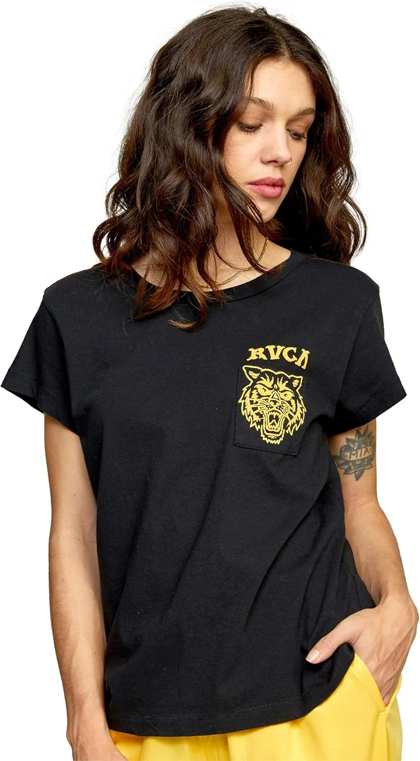 RVCA Women's Red Stitch Short Sleeve Graphic Tee Shirt