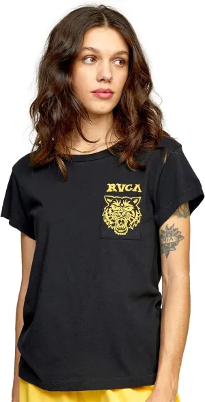 RVCA Women's Red Stitch Short Sleeve Graphic Tee Shirt