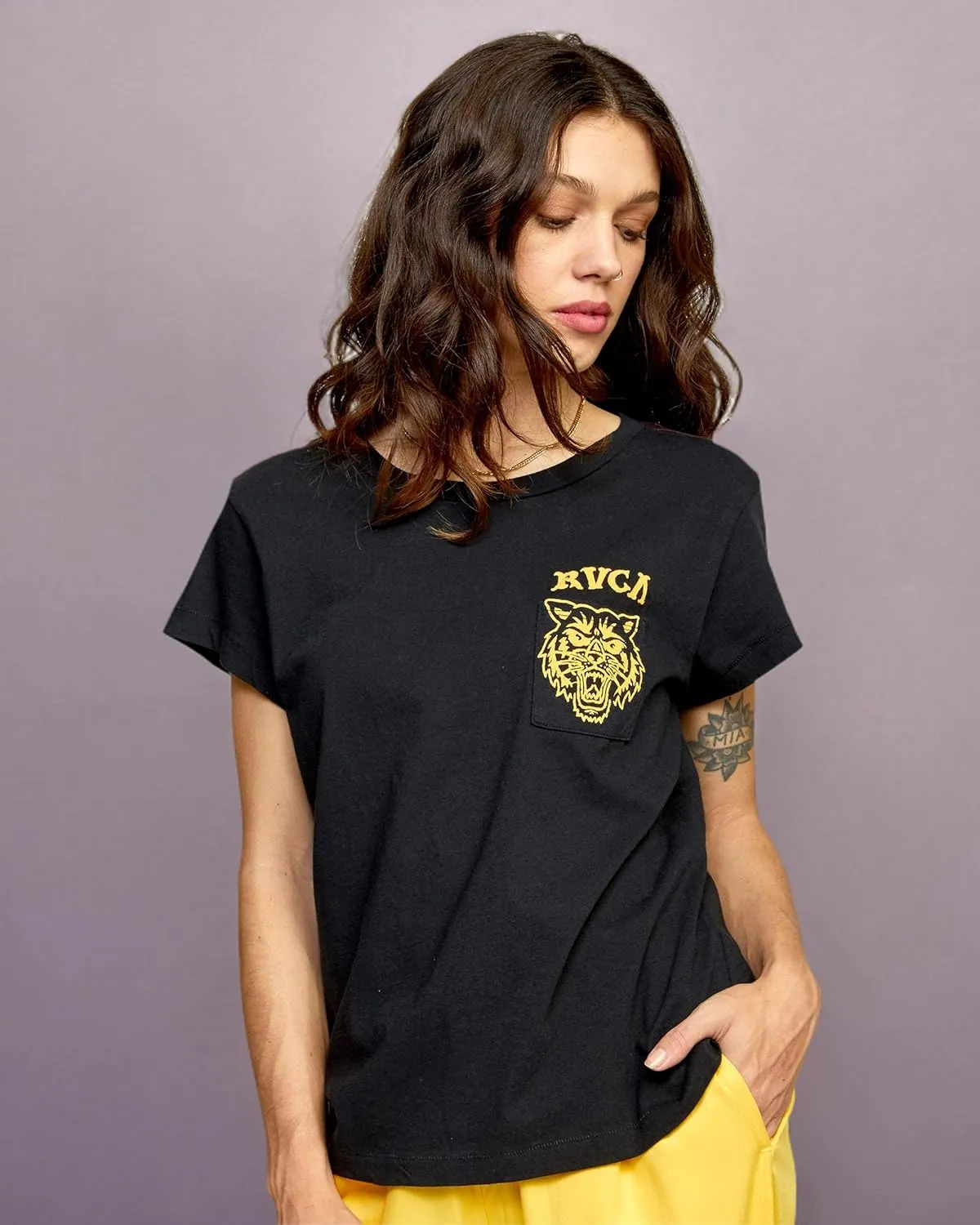 RVCA Women's Red Stitch Short Sleeve Graphic Tee Shirt