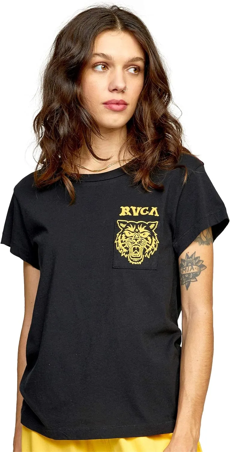 RVCA Women's Red Stitch Short Sleeve Graphic Tee Shirt