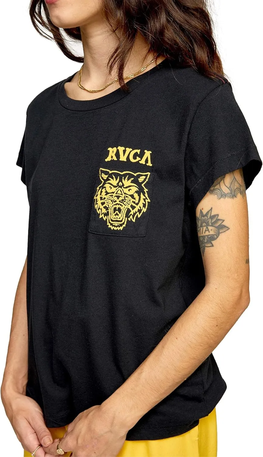 RVCA Women's Red Stitch Short Sleeve Graphic Tee Shirt