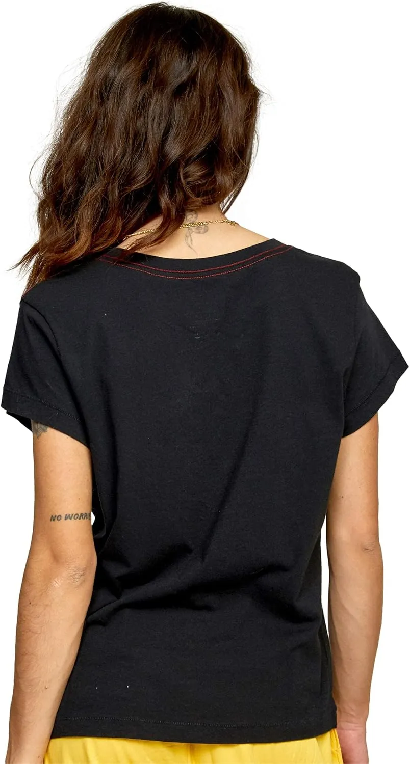 RVCA Women's Red Stitch Short Sleeve Graphic Tee Shirt