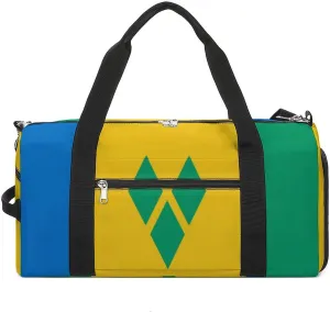 Saint Vincent Grenadines Flag Unisex Gym Bag Waterproof Sports Duffels Travel Gear With Laundry Shoe Compartment