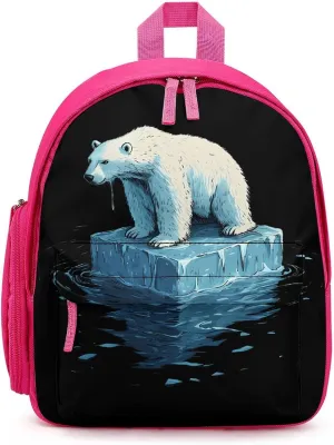 Save Polar Bears Melting Glaciers Cute Backpack Basic Adjustable Bag Simple Small Daypack Camping Park Pink-style