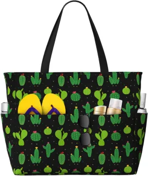 Schnauzer Dog Large Capacity Waterproof Sandproof Beach Totes Bags,Pool Bag Travel Essentials With Zipper And Pockets