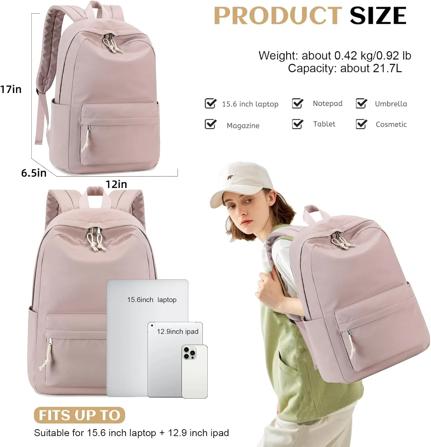 School Backpack for Teen Girls Women Laptop Backpack College Bookbags Middle School Travel Work Commuter Back Pack