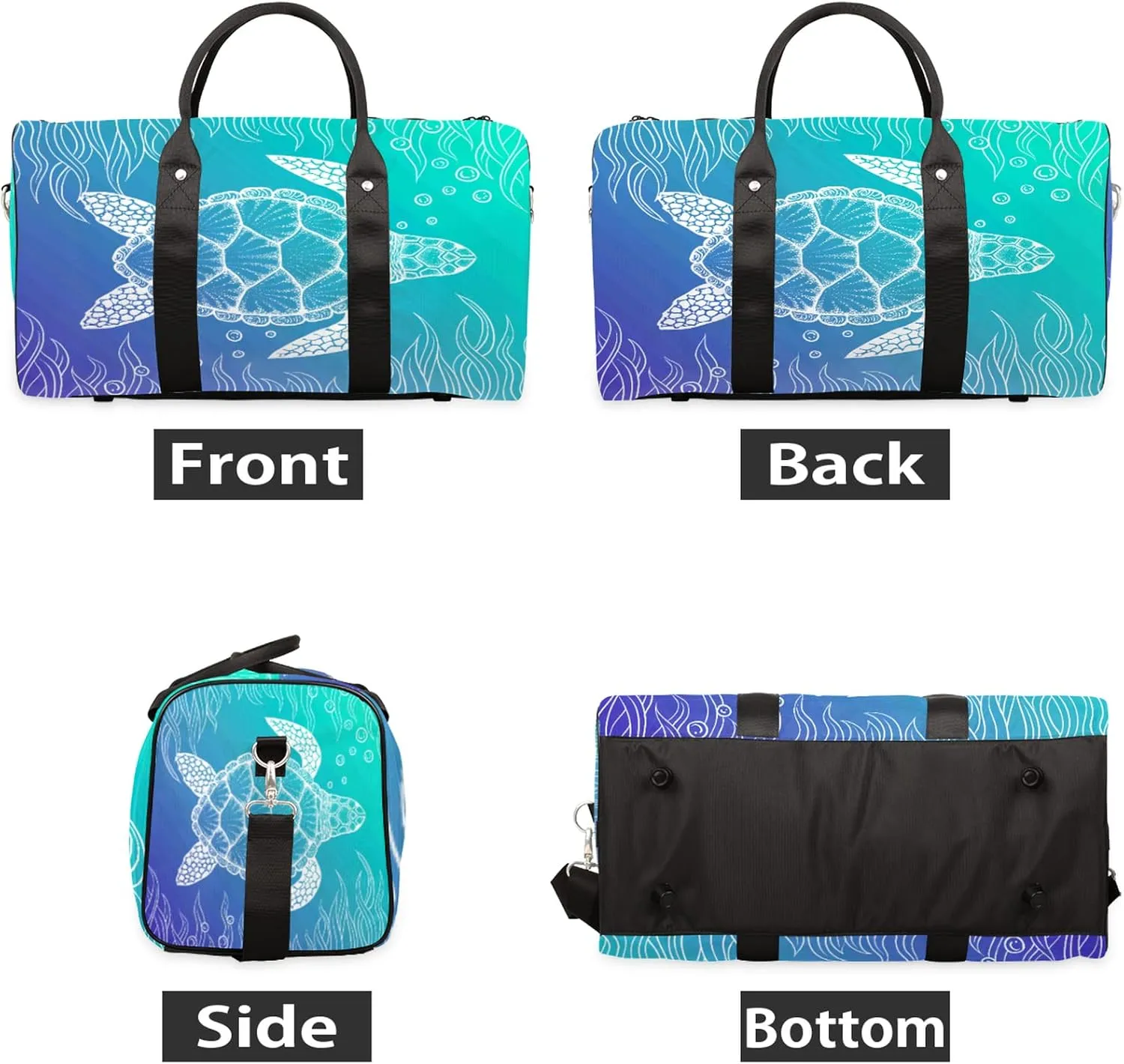 Sea Turtle Coral Travel Duffel Bag Sport Gym Bag Weekender Overnight Bag carry on bag Training Shoulder for Women Men Boys Girls