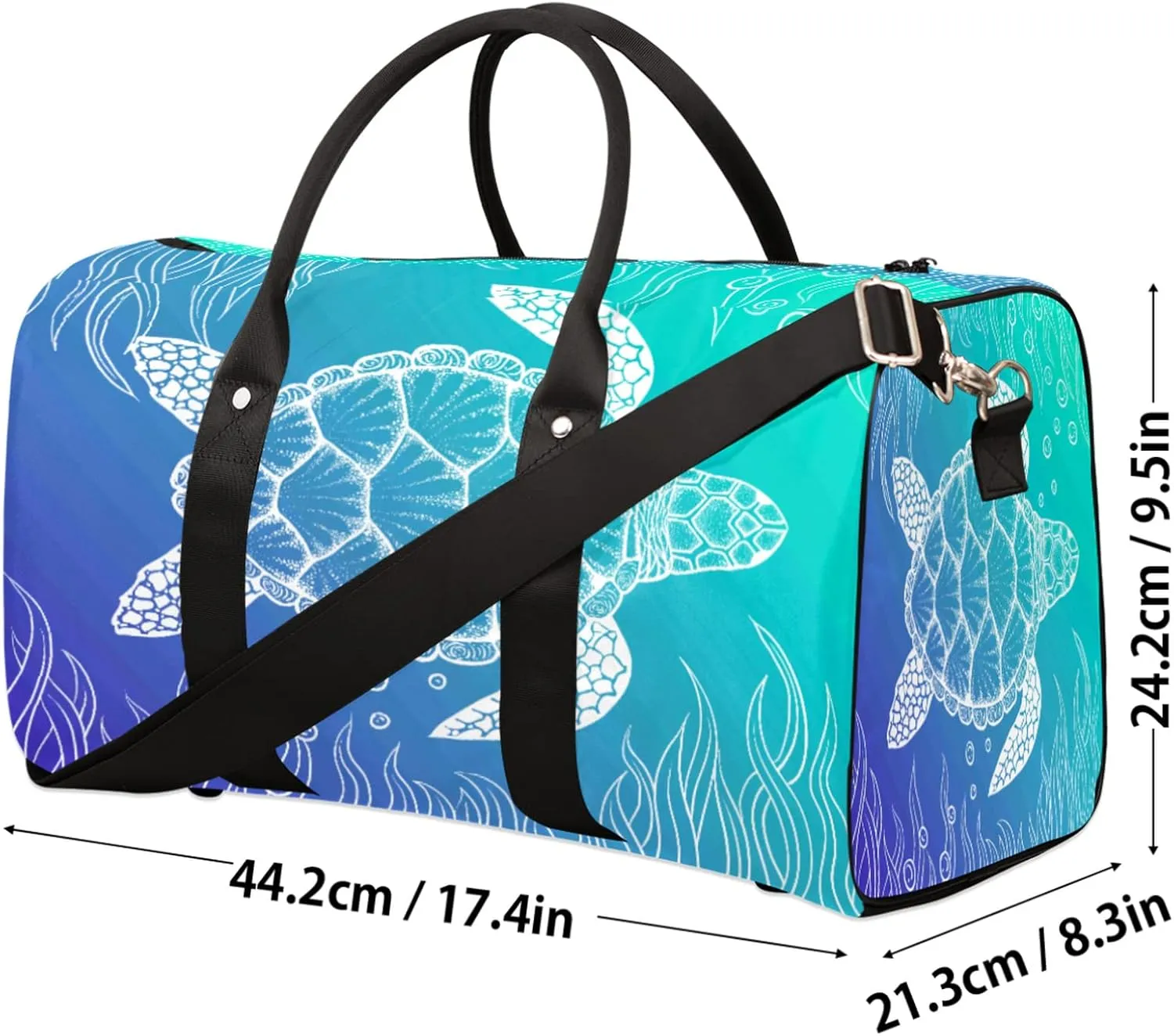 Sea Turtle Coral Travel Duffel Bag Sport Gym Bag Weekender Overnight Bag carry on bag Training Shoulder for Women Men Boys Girls