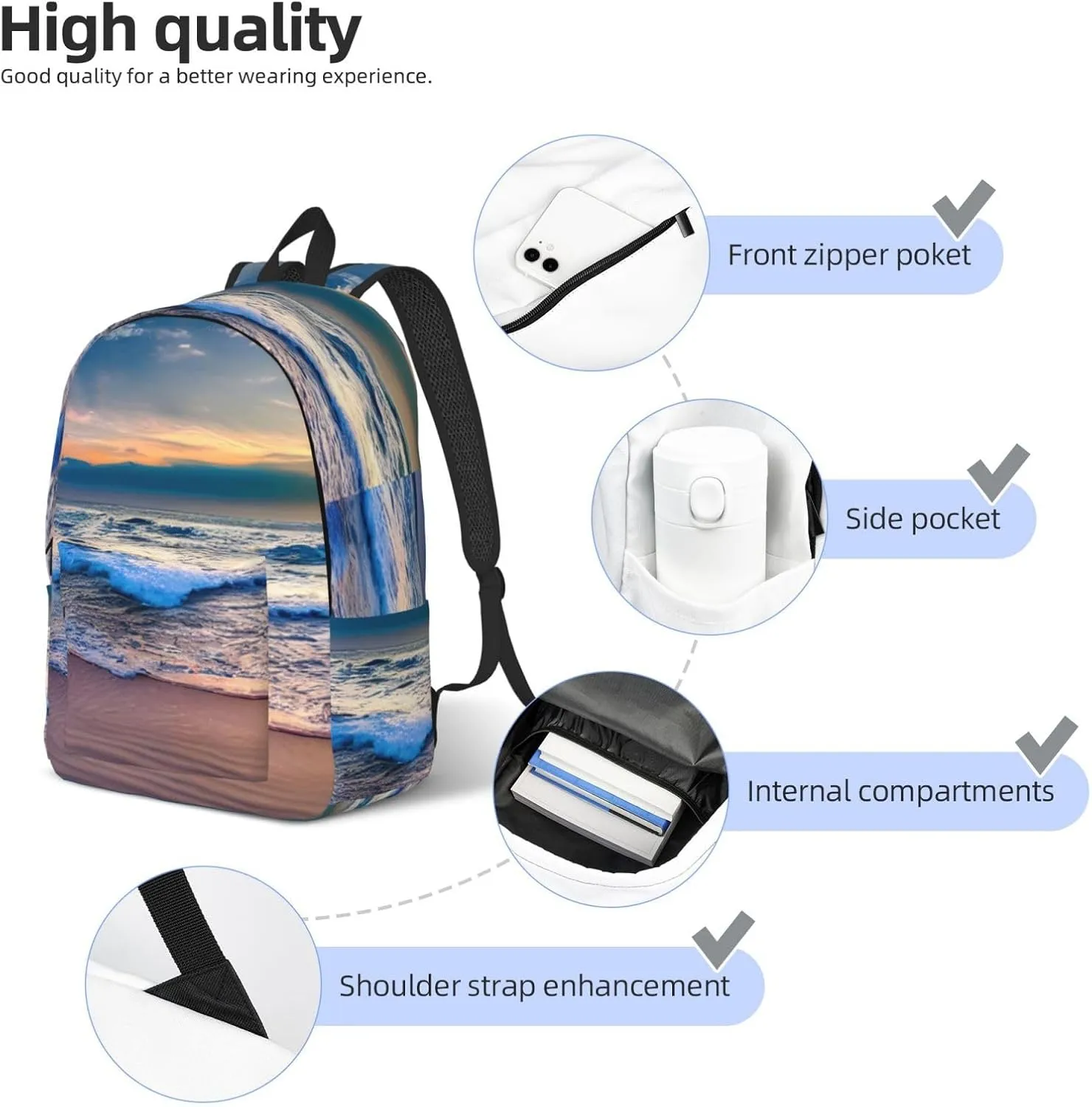 Serene Seaside Sunset Canvas Casual Lightweight Duffel Bag, Fashion Duffel Bag, Casual Daypack, Unisex Travel Backpack