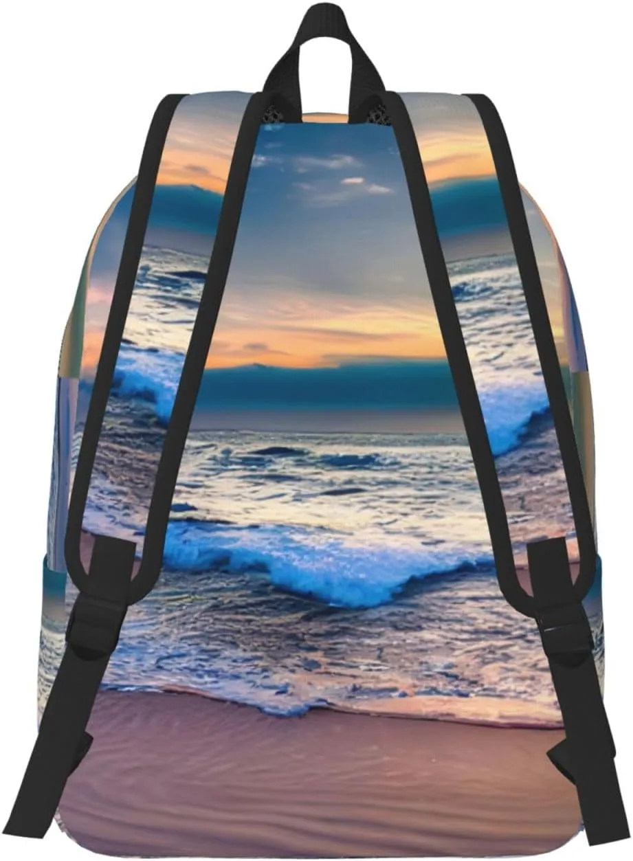 Serene Seaside Sunset Canvas Casual Lightweight Duffel Bag, Fashion Duffel Bag, Casual Daypack, Unisex Travel Backpack