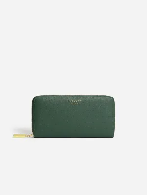 Serene Vegan Leather Zip Around Wallet | Forest Green