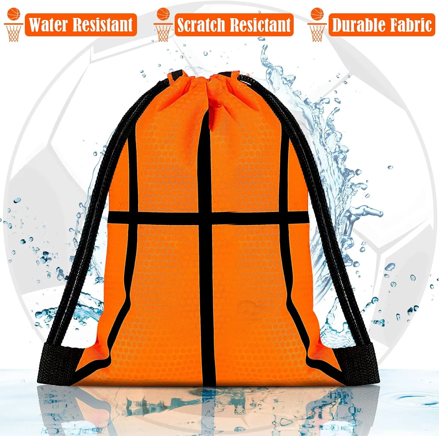 Shappy 12 Pieces Small Sport Drawstring Bags Candy Bag Sport Party Drawstring Goodie Favor Supplies Gifts(Basketball,7 x 10 Inch)