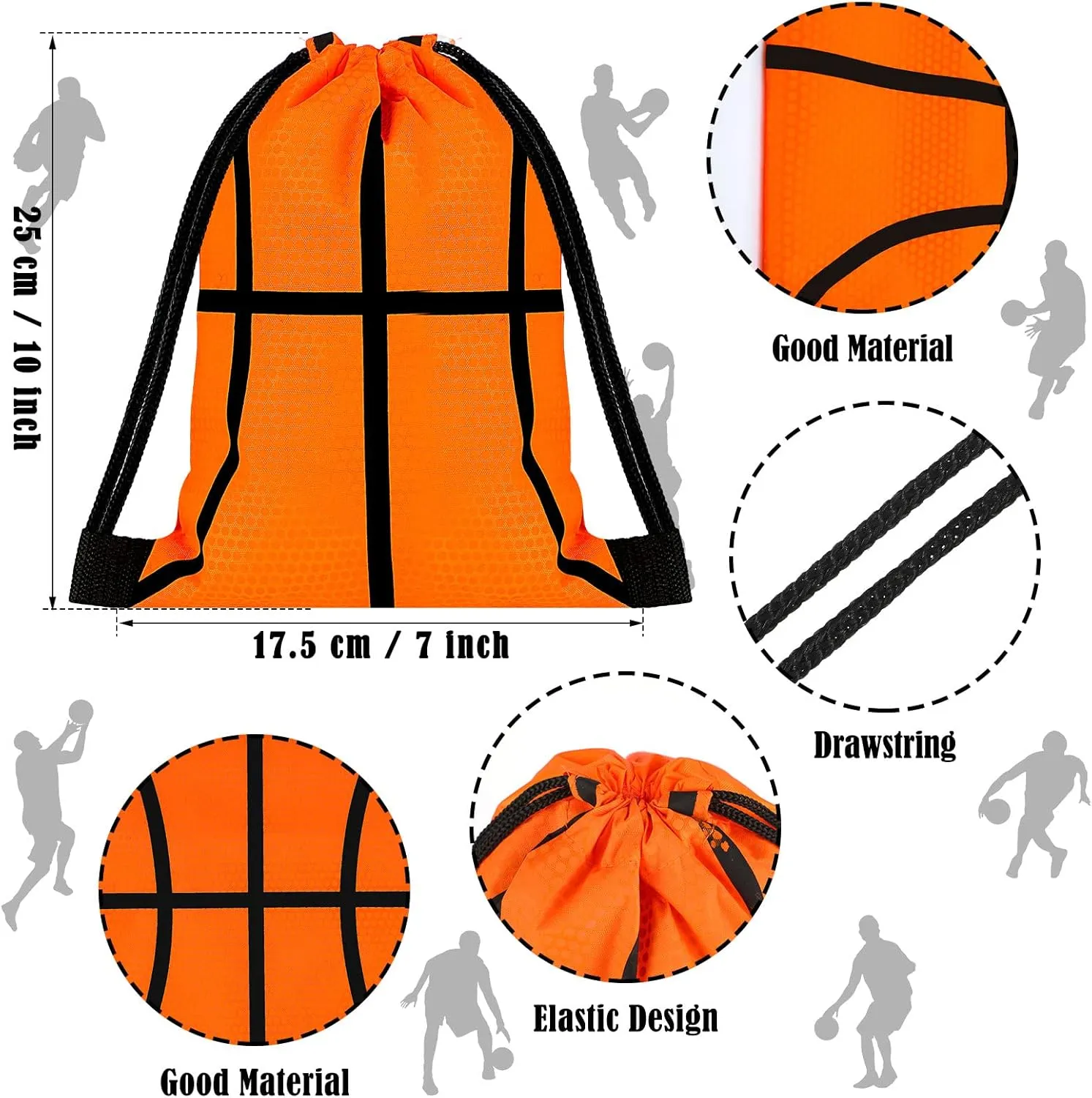 Shappy 12 Pieces Small Sport Drawstring Bags Candy Bag Sport Party Drawstring Goodie Favor Supplies Gifts(Basketball,7 x 10 Inch)
