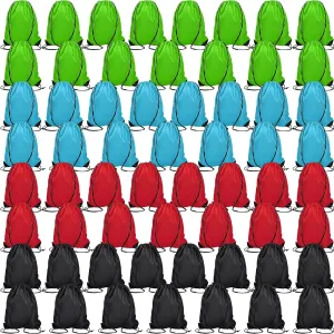 Shappy 60 Pieces Drawstring Bags Drawstring Backpack Bulk Sports Nylon Gym Cinch Bags for Women Men Sports Outdoor(4 Colors)