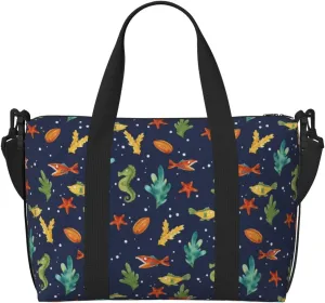 Shells and Seaweed Travel Bag for Women Men Weekender Bags Carry on Overnight Bag Tote Bag Yoga Gym Bag for Gym, Work, Travel, Weekend, Personal Items