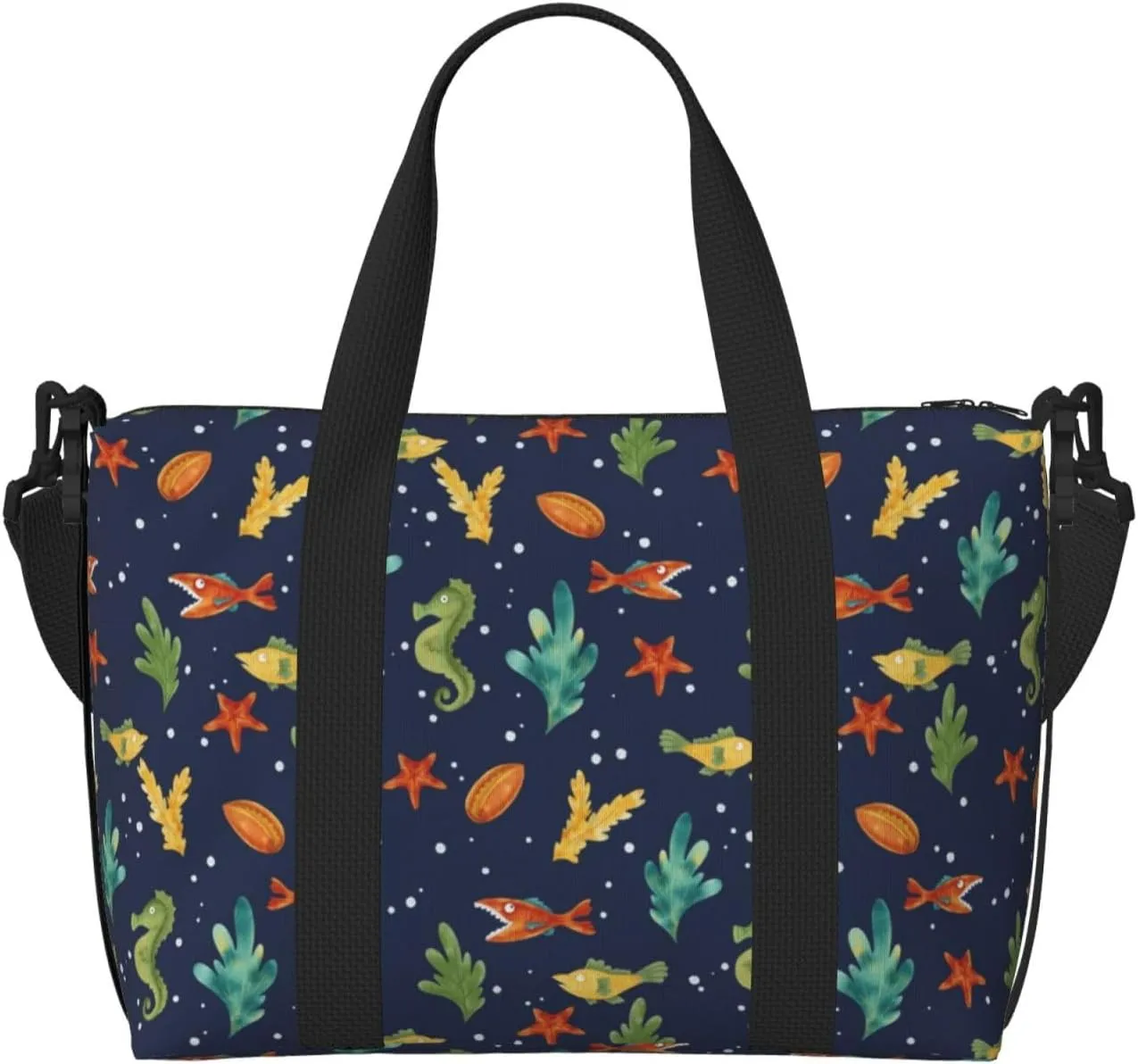 Shells and Seaweed Travel Bag for Women Men Weekender Bags Carry on Overnight Bag Tote Bag Yoga Gym Bag for Gym, Work, Travel, Weekend, Personal Items