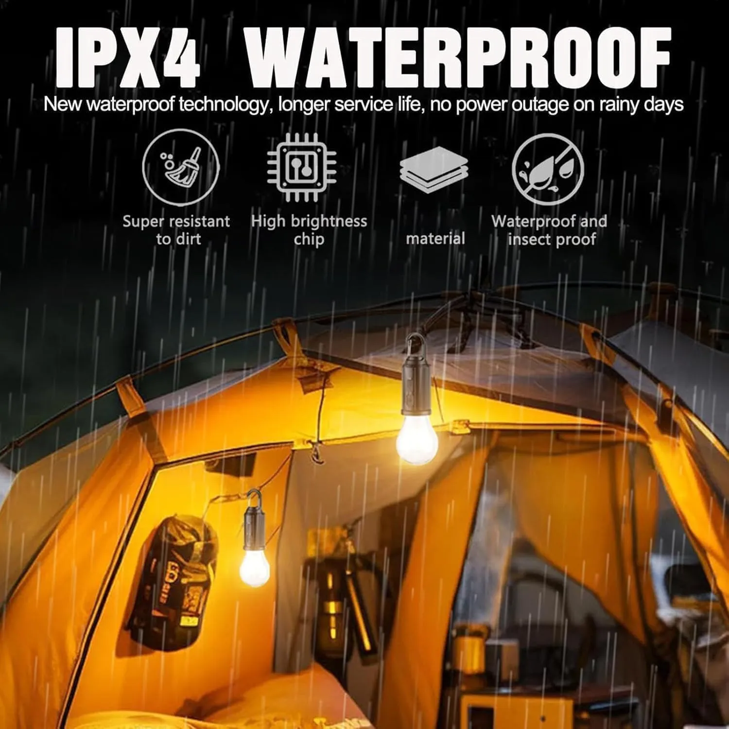 Shineshore Solar Rechargeable Hooked Camping Light, Shineshore LED Solar Tent Lights Battery Powered with Clip Hook, for Hiking, Camping, Fishing, Waterproof (styleA, 5pcs)