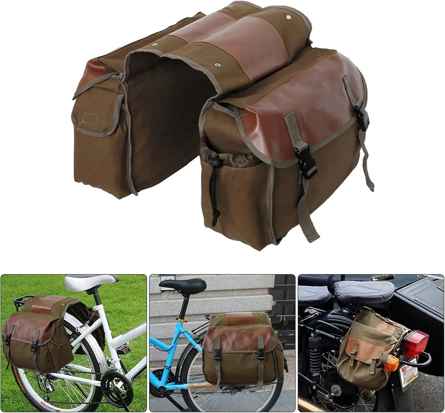 Shkalacar Motorcycle Saddle bags, Waterproof motorcycle saddlebags, Motorcycle Saddlebag Side Tool Bags Cycling Luggage Bag Riding Travel Canvas Waterproof Panniers Box Side Tools Bag Pouch