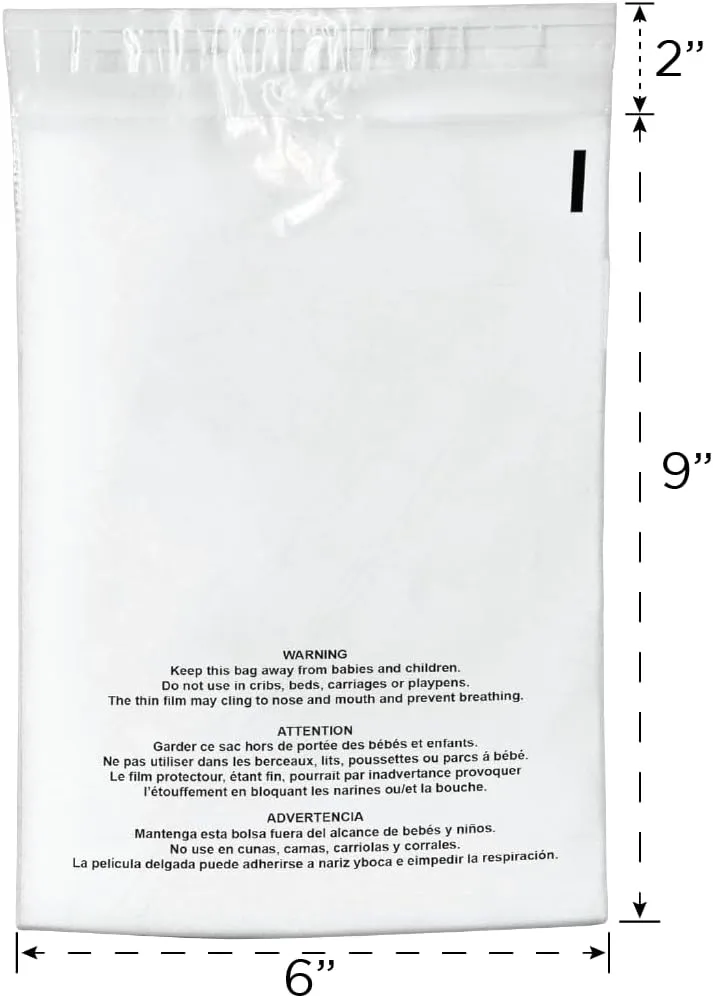 Shop4Mailers 6x9 Clear Poly Bag with Suffocation Warning – Self-Seal Adhesive, 1.5 Mil Clear Bag for FBA, Packaging Bags, Clothes Storage, & Shipping Bags – Permanent Seal Poly Mailers (Pack of 1000)