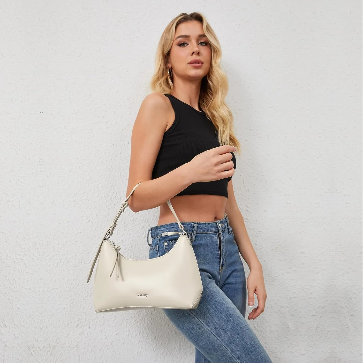 Shoulder Bag For Women Leather Hobo Handbag Crescent Underarm Purses with Adjustable Strap