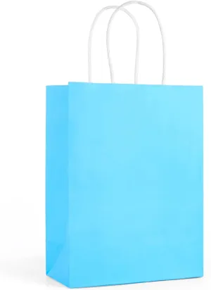 SIMPLECOOL 50pcs Small Paper Gift Bags with Handles 5.9x3.1x8.3 in. Favor Bags Goodie Bag Bulk for Party, Birthday, Wedding, Merchandise, Retail, Small Business, Arts, DIY Crafts - Blue