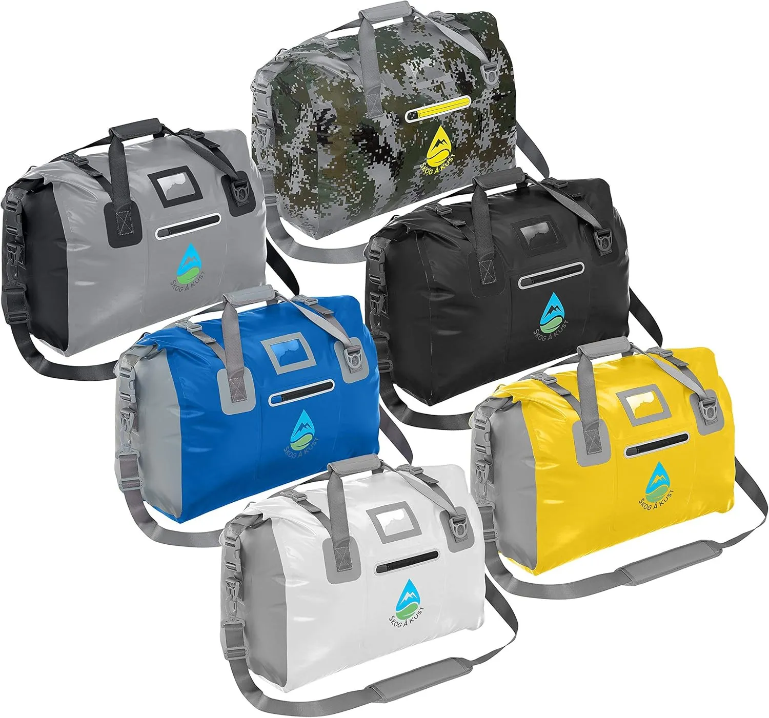 Skog Å Kust Duffelsak Heavy Duty Waterproof Duffel - Gear Bag for Sports, Travel, & More - 60L Grey