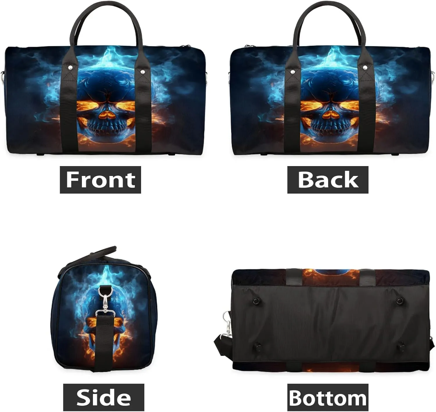 Skull Skeleton Travel Bag for Men Women, Gym Duffle Bags for Travel, Carry On Luggage Bag, Weekender Overnight Workout Bags