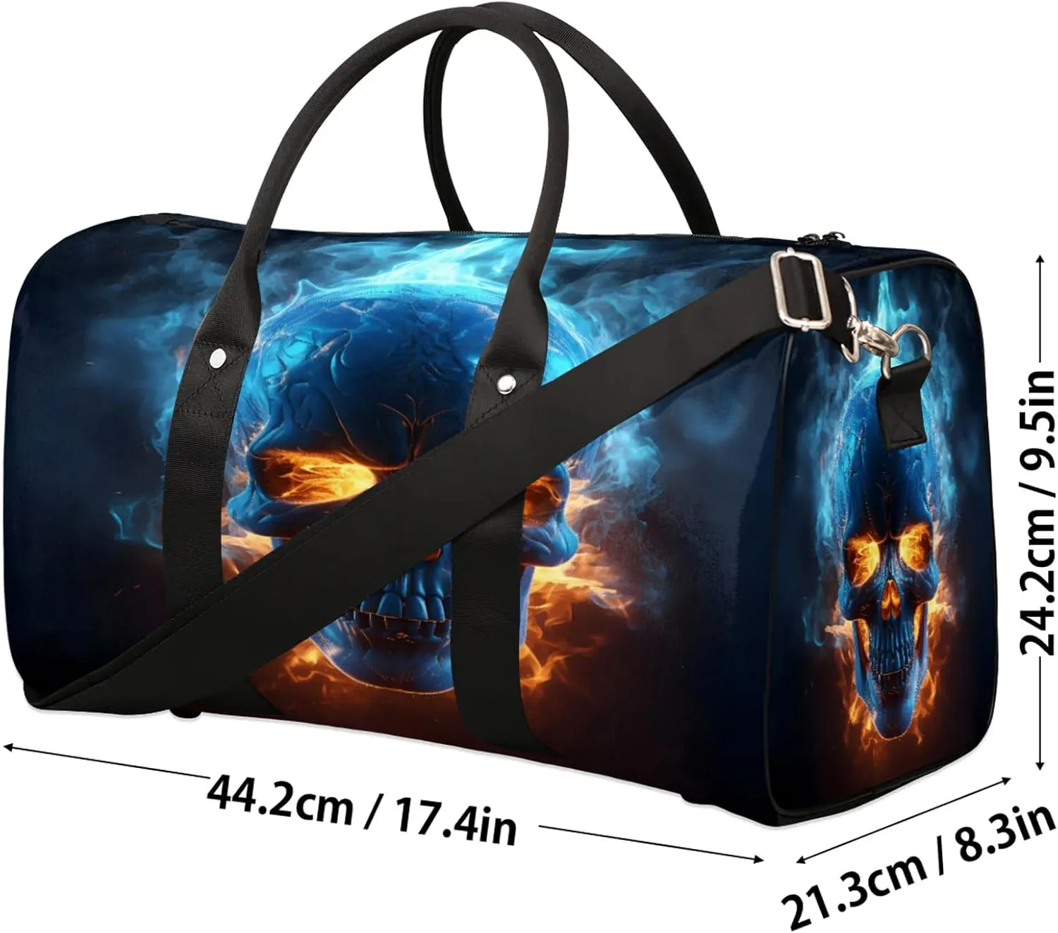 Skull Skeleton Travel Bag for Men Women, Gym Duffle Bags for Travel, Carry On Luggage Bag, Weekender Overnight Workout Bags