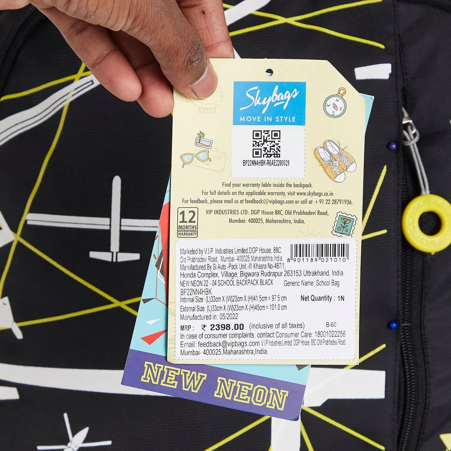 Skybags New Neon 22  04 School Backpack Black