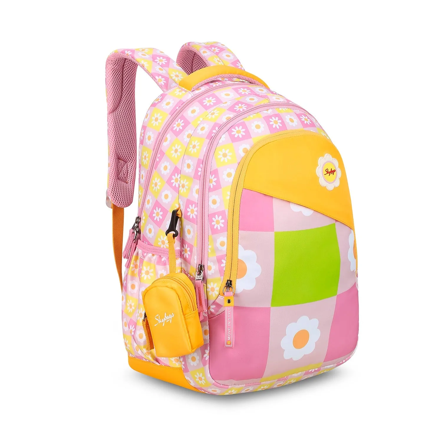 Skybags PEARL 01 SCHOOL BACKPACK PINK YELLOW