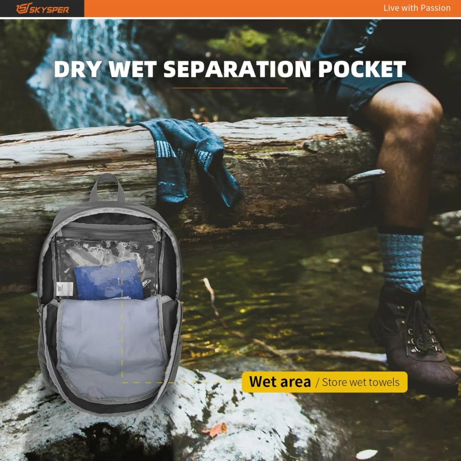 SKYSPER Packable Hiking Backpack - 20L Travel Backpacks for Women Men Foldable Daypack Lightweight Nylon Small Bag