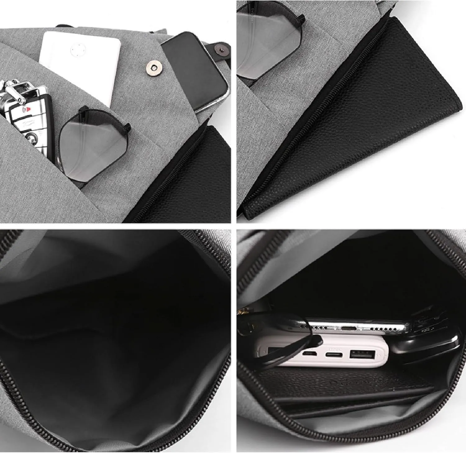 Sling Crossbody Bags Anti-Thief Slim Personal Chest Bags Waterproof Purse Handbag Backpack for Travel Camping,Black,Right