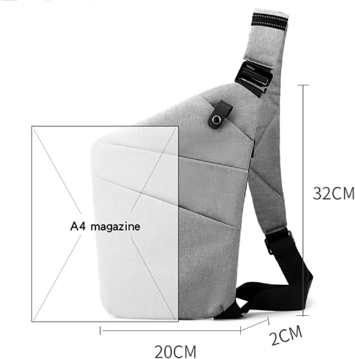 Sling Crossbody Bags Anti-Thief Slim Personal Chest Bags Waterproof Purse Handbag Backpack for Travel Camping,Black,Right