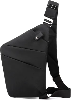 Sling Crossbody Bags Anti-Thief Slim Personal Chest Bags Waterproof Purse Handbag Backpack for Travel Camping,Black,Right