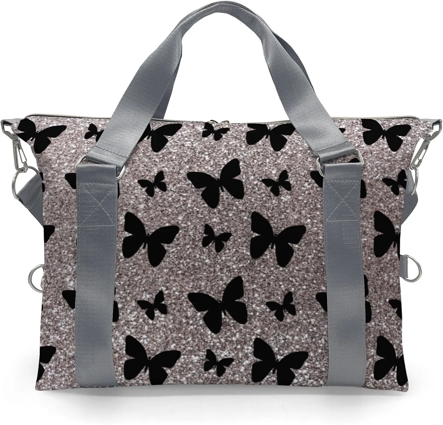 Sliver Glitter Butterfly Personalized Kids Duffel Swim Bag for Boys,Customized Swim Duffle Bag for Boys Man Kids Gifts
