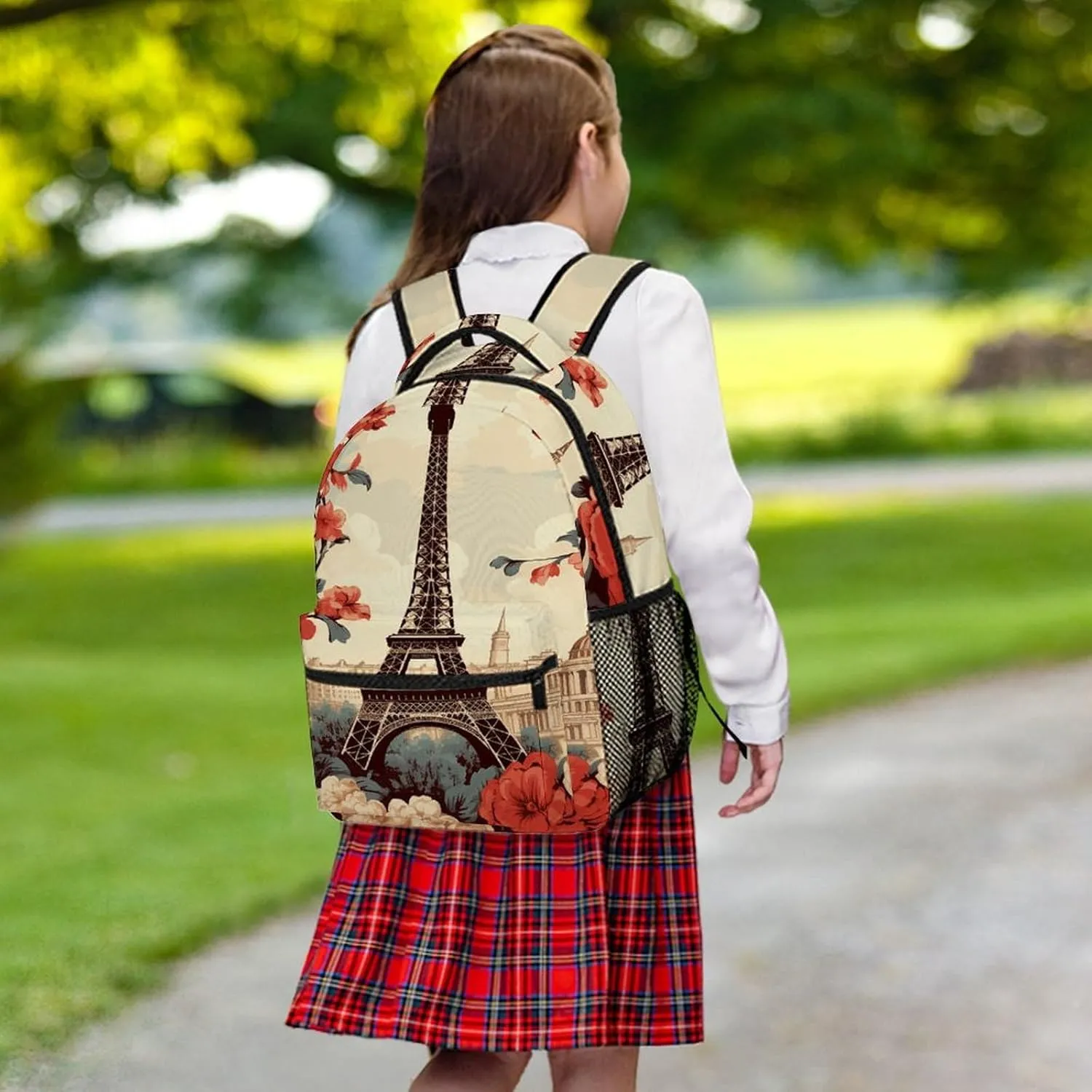 Small Backpacks Personalized Paris Vintage Floral Printing Travel Bag Lightweight Travel Backpack For Women Men