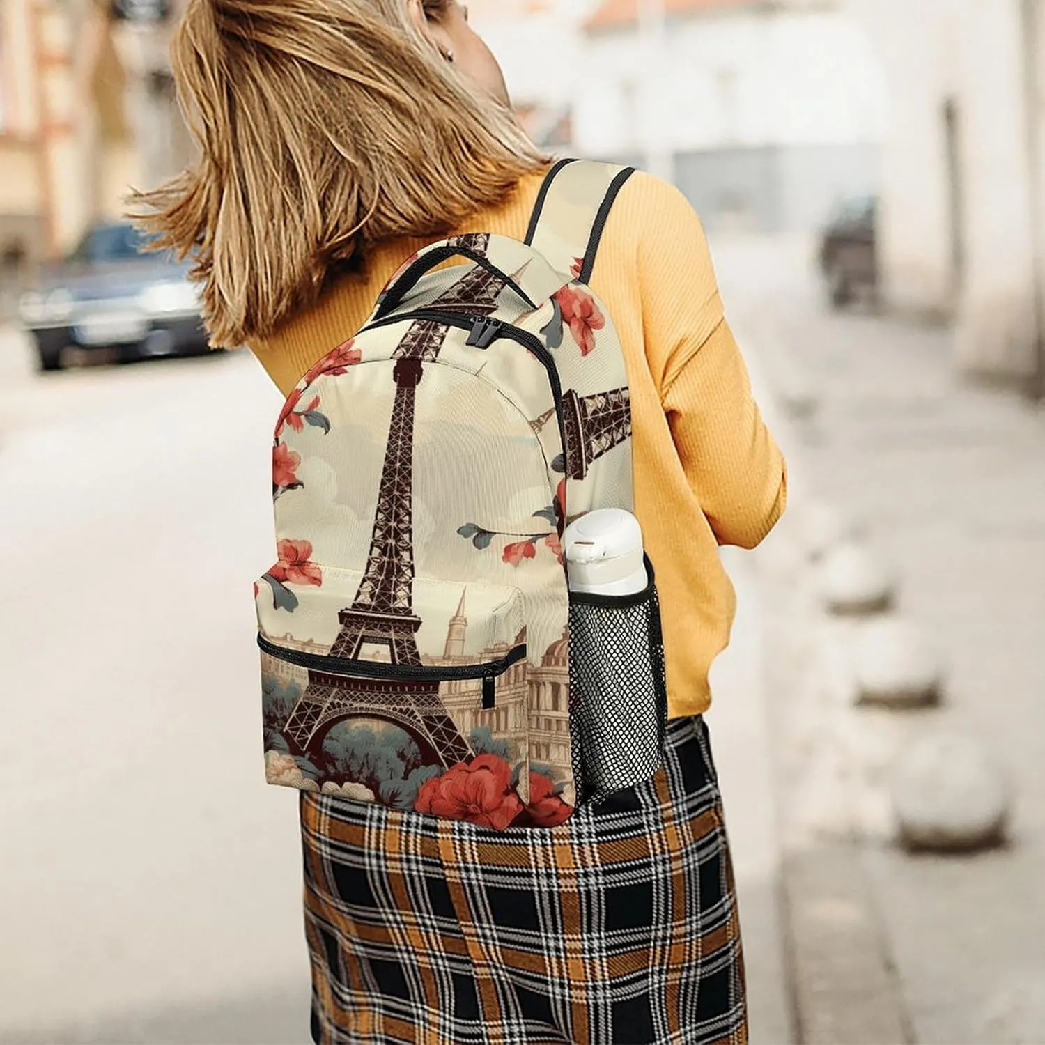 Small Backpacks Personalized Paris Vintage Floral Printing Travel Bag Lightweight Travel Backpack For Women Men