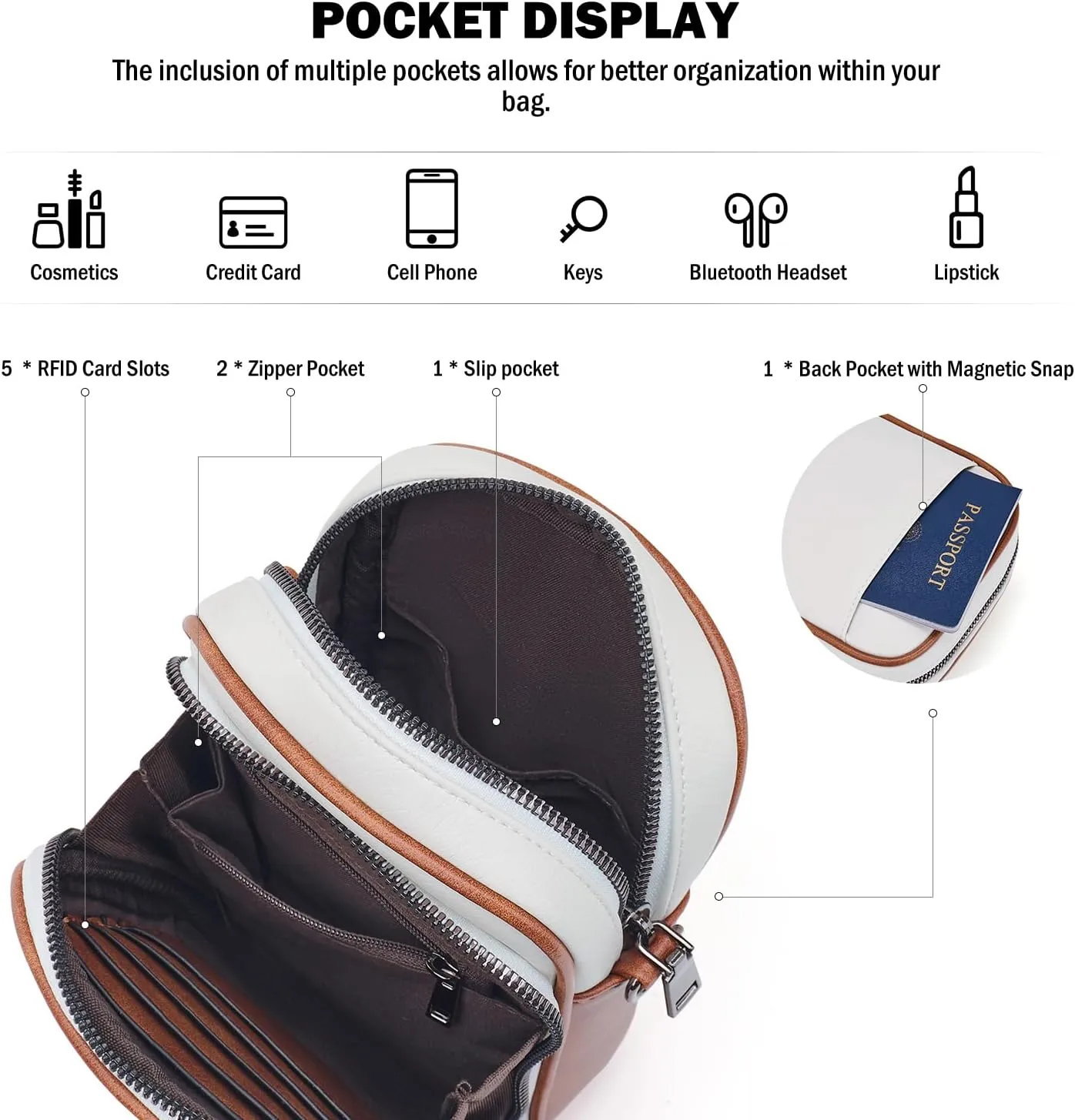 Small Crossbody Bags for Women Trendy,Vegan Leather Cell Phone Purse Crossbody Handbag Purse with Built in Wallet