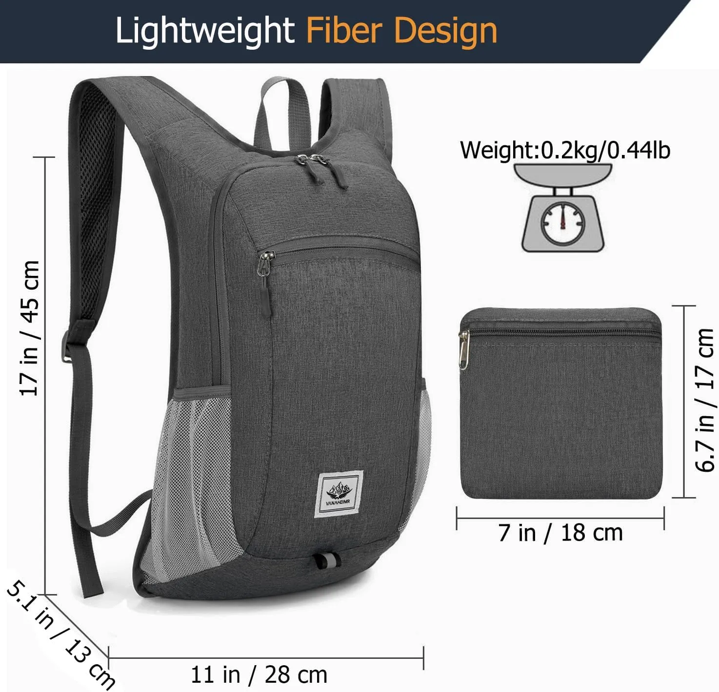 Small Daypack 15L Hiking Backpack Packable Lightweight Travel Day Pack Casual Foldable Shoulder Bag for Women Men