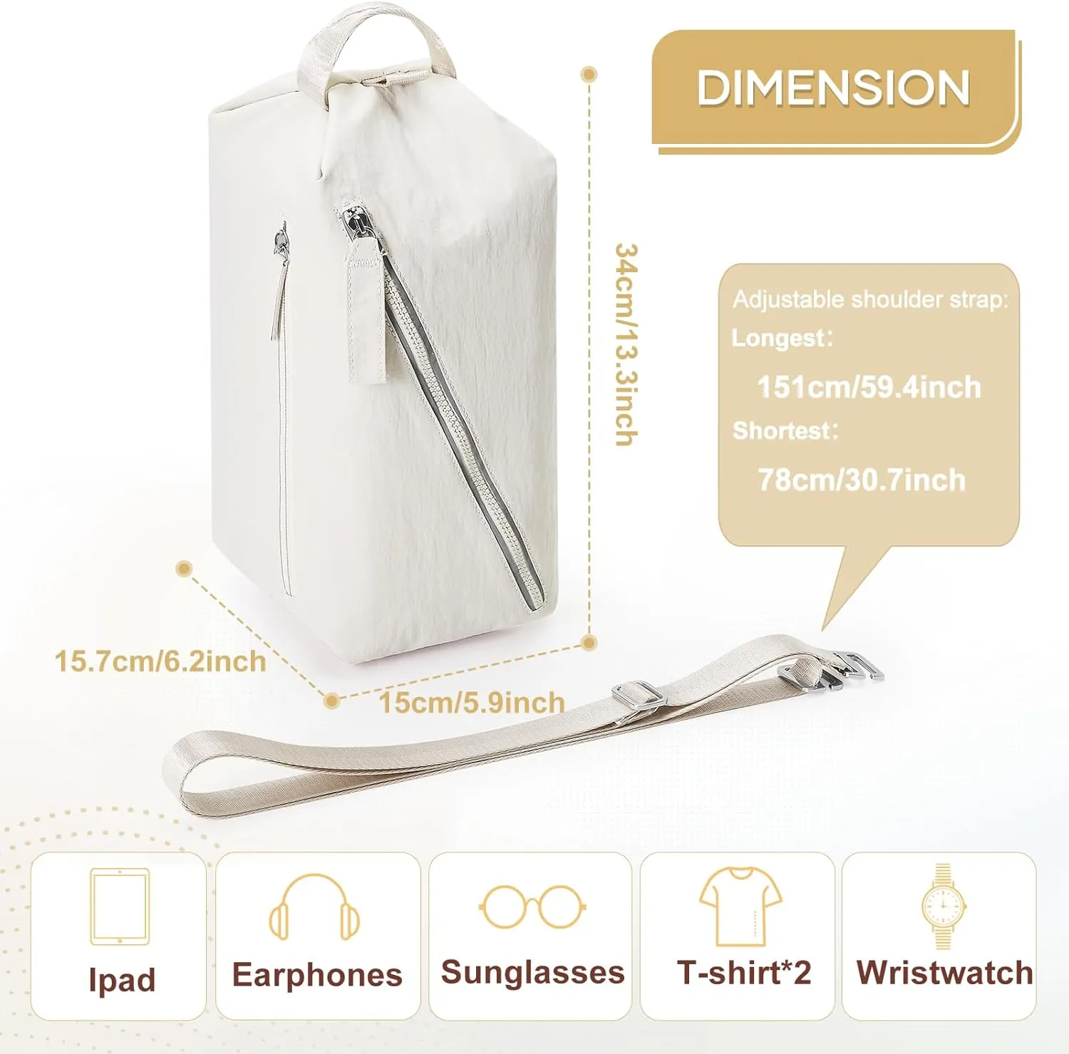 Small Gym Bag for Women, Mini Travel Duffle Bag with Two Ways to Carry, Waterproof Lightweight Backpacks Carry On Tote Bag for Sport, Workout, Swimming, Beige