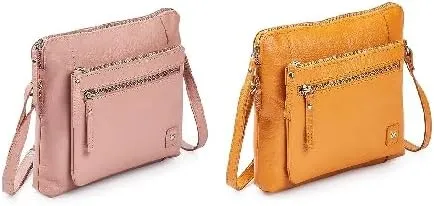 Small Soft Pebbled Real Leather Crossbody Handbags & Purses - Triple Zip Premium Sling Crossover Shoulder Bag for Women