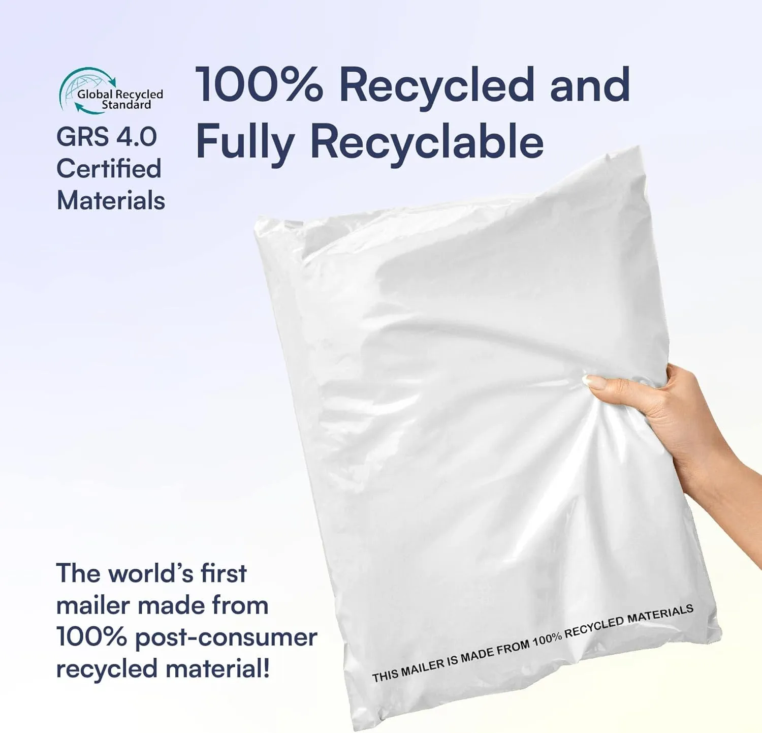 SMART 7.5x10.5 Recycled Poly Mailers - 300 Pack of White Eco-Friendly Packaging Mailing Bags | Recyclable & Sustainable, Cute & Stylish Small Business Supplies | 2.5 Mil Thick - 300 Pack