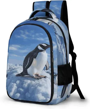 Snow Mountain Penguin Travel Backpack Adjustable Computer Bag Casual Travel Daypack Satchel Backpack Unisex